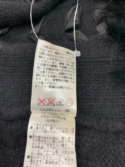 エムズグレイシー 028555 ポンチョ ブラック リボン ニット ファー ITW4G3E741RW