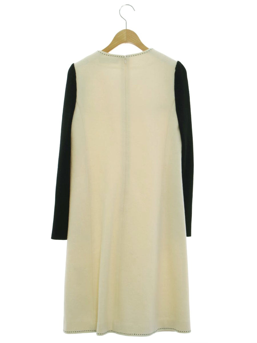 エムズグレイシー Black & White One-piece 811543 ワンピース 38 ホワイト/ブラック バイカラー ステッチ ITBKZNJMW4M8