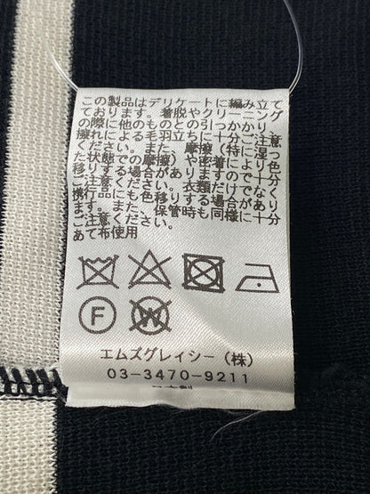 エムズグレイシー 918325 ニット セーター 38 ブラック リボン ボーダー ITGQIV8T73WO