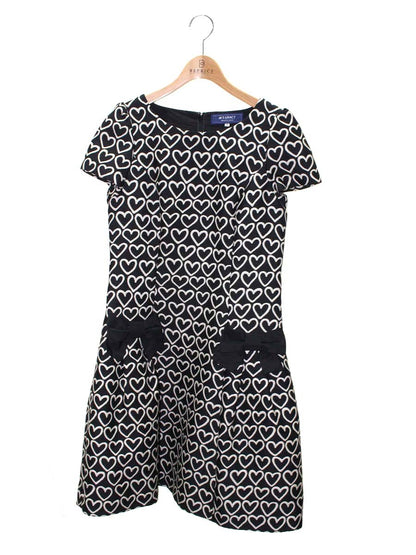 エムズグレイシー 811503 ワンピース 40 ブラック ハートモチーフ リボン IT70IXMJ71LM