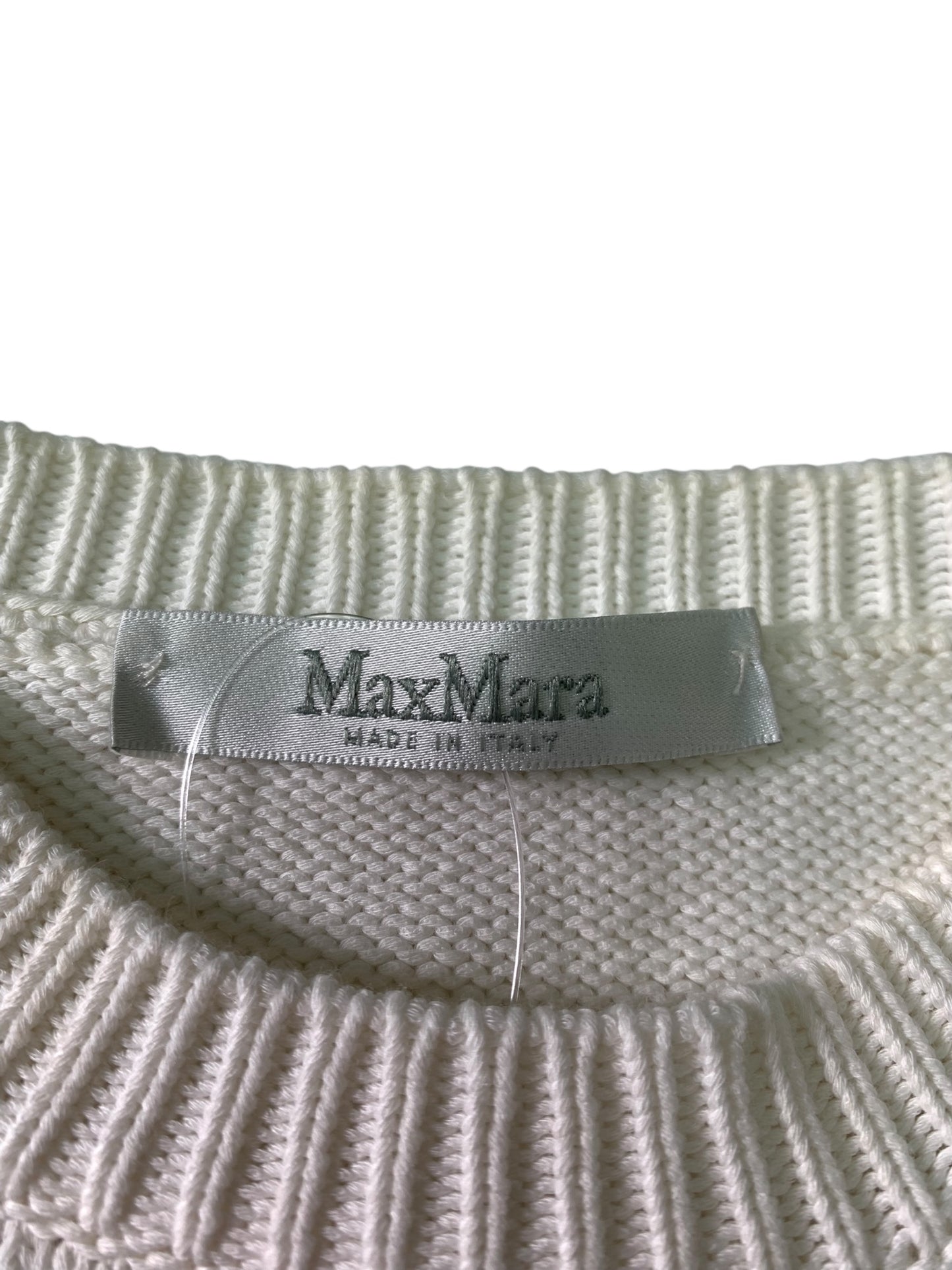 マックスマーラ ROUND NECK KNITS 13610321 ニット S ホワイト ボーダー ロゴ ITINQ3G945GI