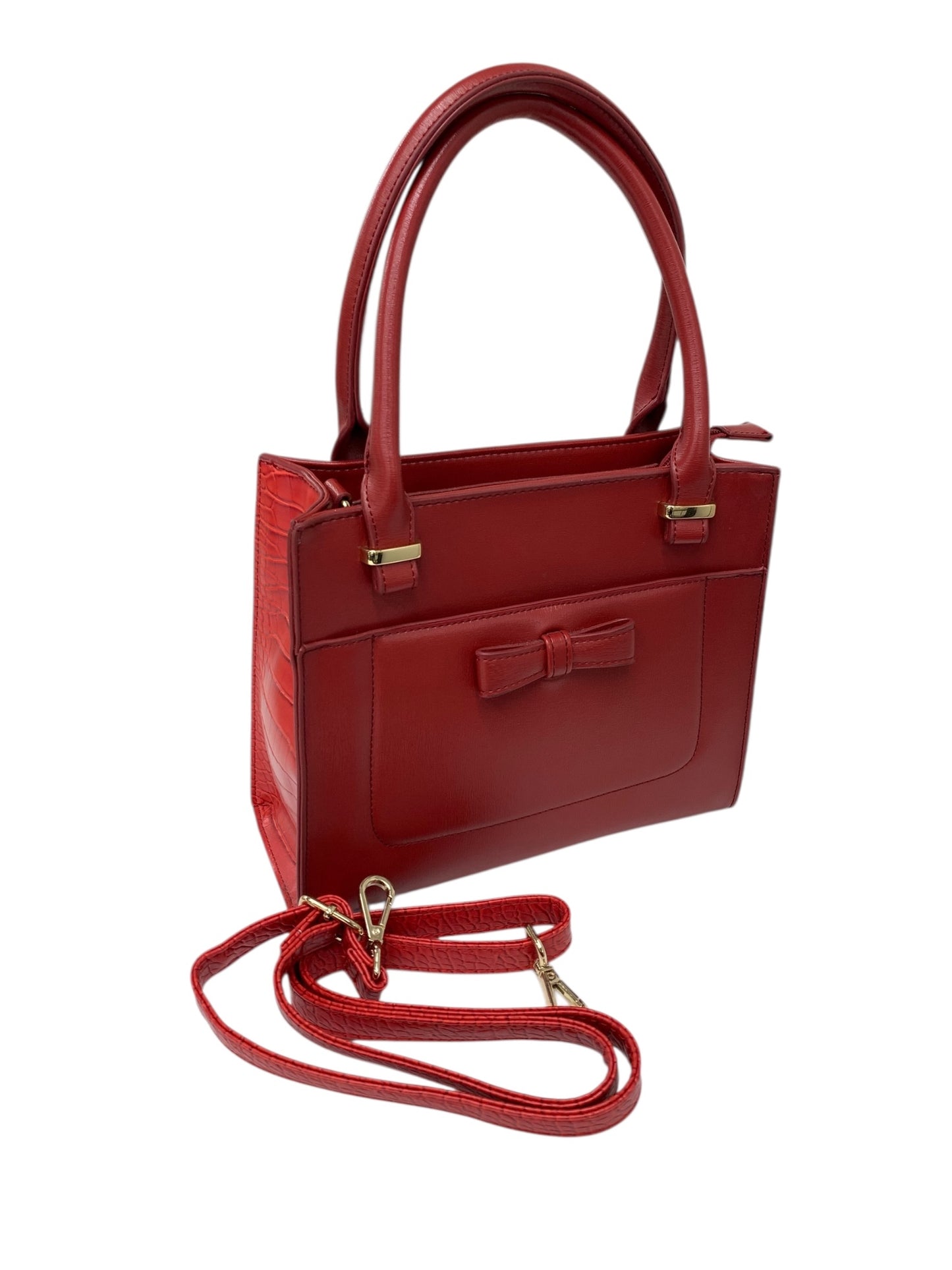 エムズグレイシー 774518 ハンドバッグ レッド リボン クロコ型押し IT0NOF0XLG2E