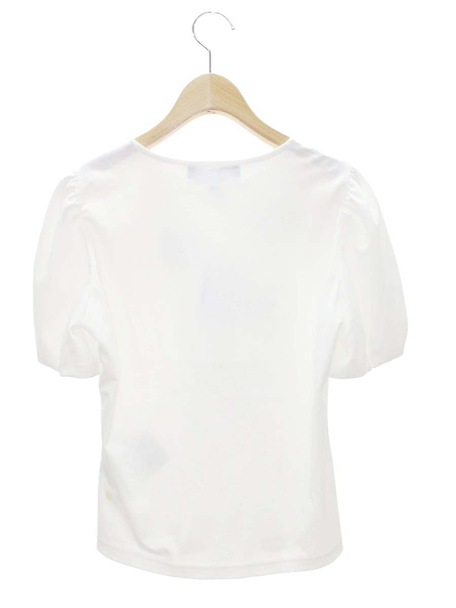 エムズグレイシー 415326 トップス 38 ホワイト エッフェル塔 ハート ラインストーン IT57V1HODSCW