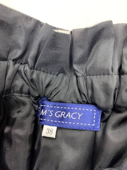 エムズグレイシー 727114 スカート 38 ブラック バラモチーフ フレアー IT5NJNJVFZZ0