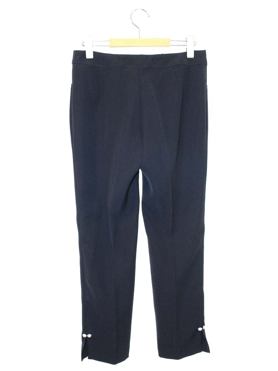 エムズグレイシー 516112 パンツ 38 ネイビー スリット パール ITGZCYSH2DF0