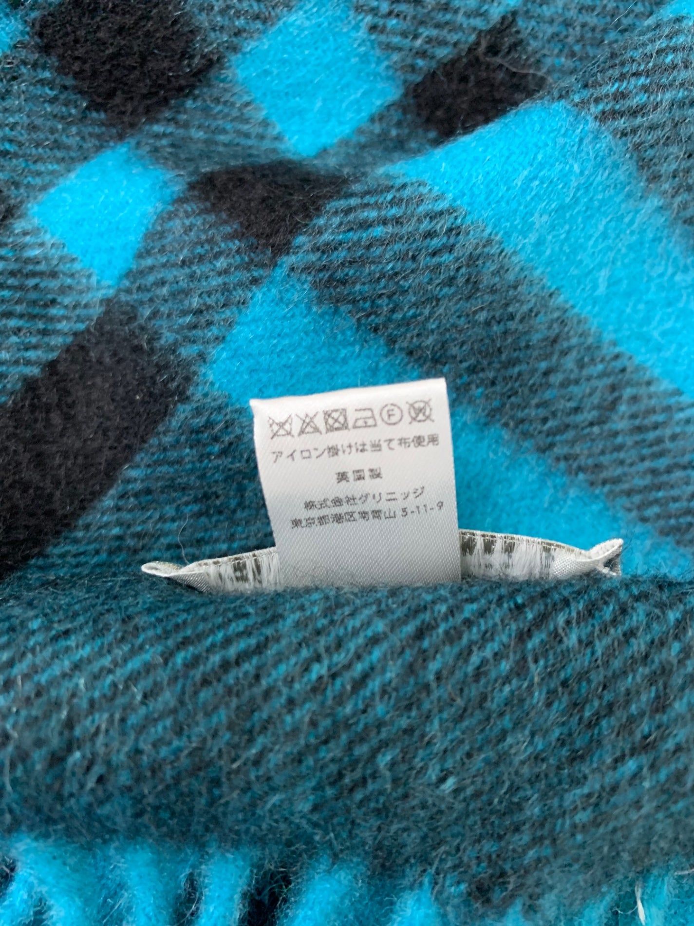 ジョシュアエリス 大判マフラー ネイビー ショール カシミヤ チェック柄 ITJOURMDS5FK