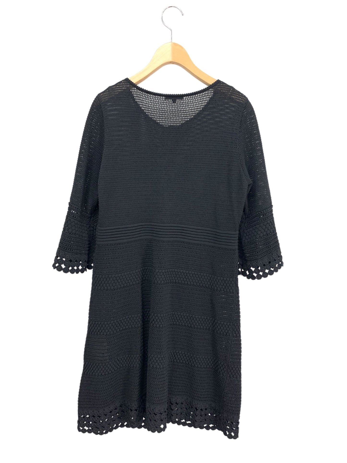 トゥービーシック W5F53-521-09 ロングカーディガン 40 ブラック 鉤編み IT2S3AAR6PH2