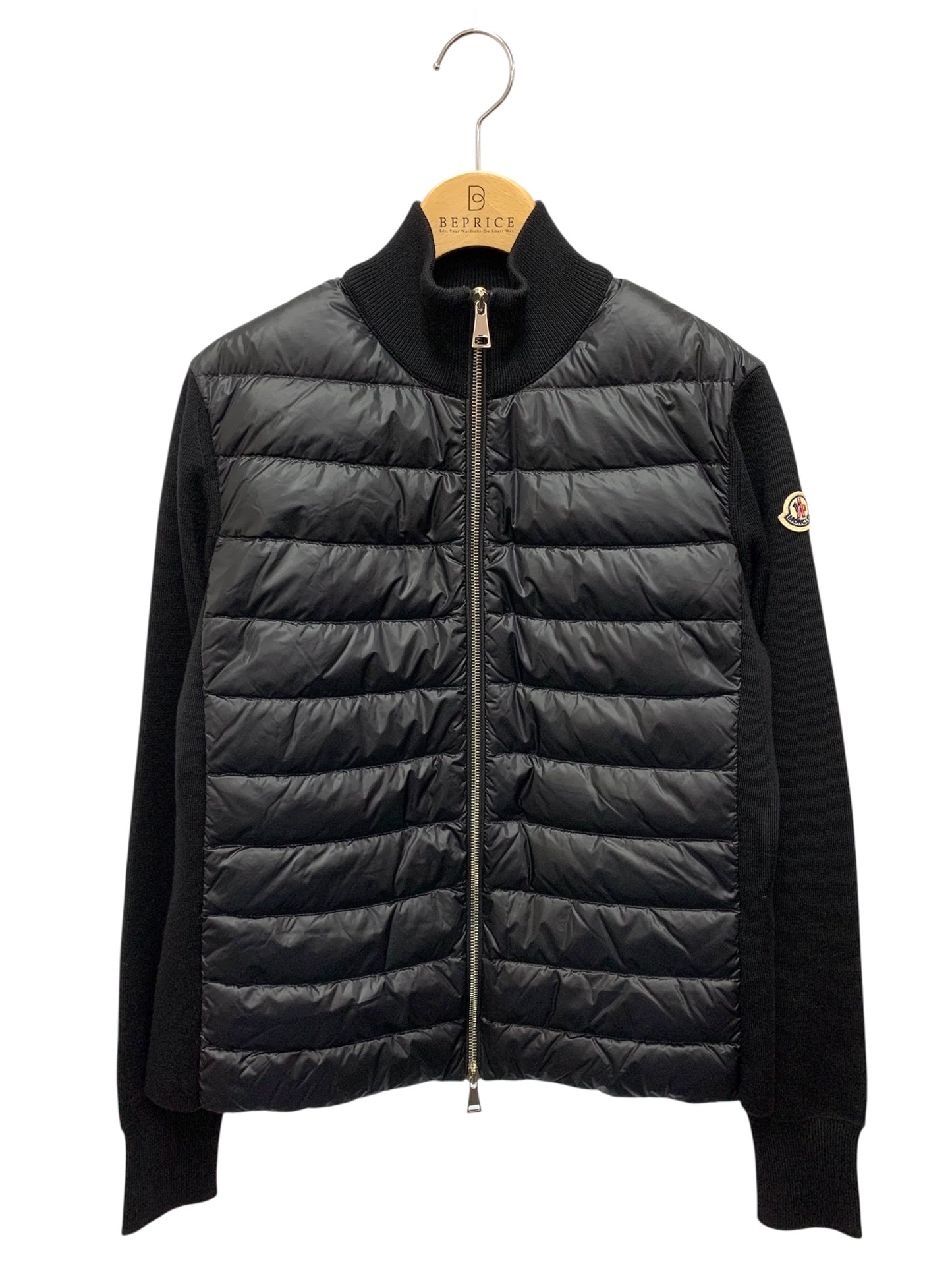 モンクレール CARDIGAN TRICOT 9B00018M1131 ダウンカーディガン S ブラック ジップアップ ITHUD0GCJUQW