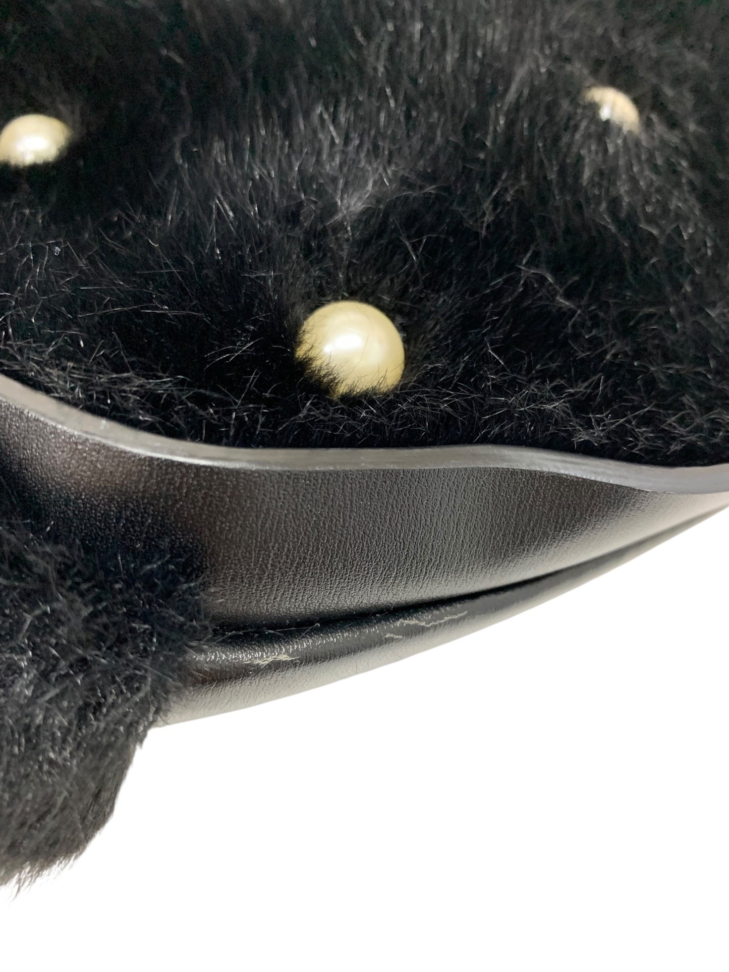 エムズグレイシー ハンドバッグ ブラック フェイクファー パール 2WAY IT3TLYXBQG14