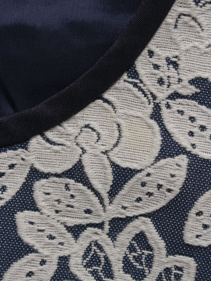 エムズグレイシー 629101 コート 38 ブルー フラワーモチーフ レースノーカラー カメリア Wジップ ITB119EMRSAN 【SALE】