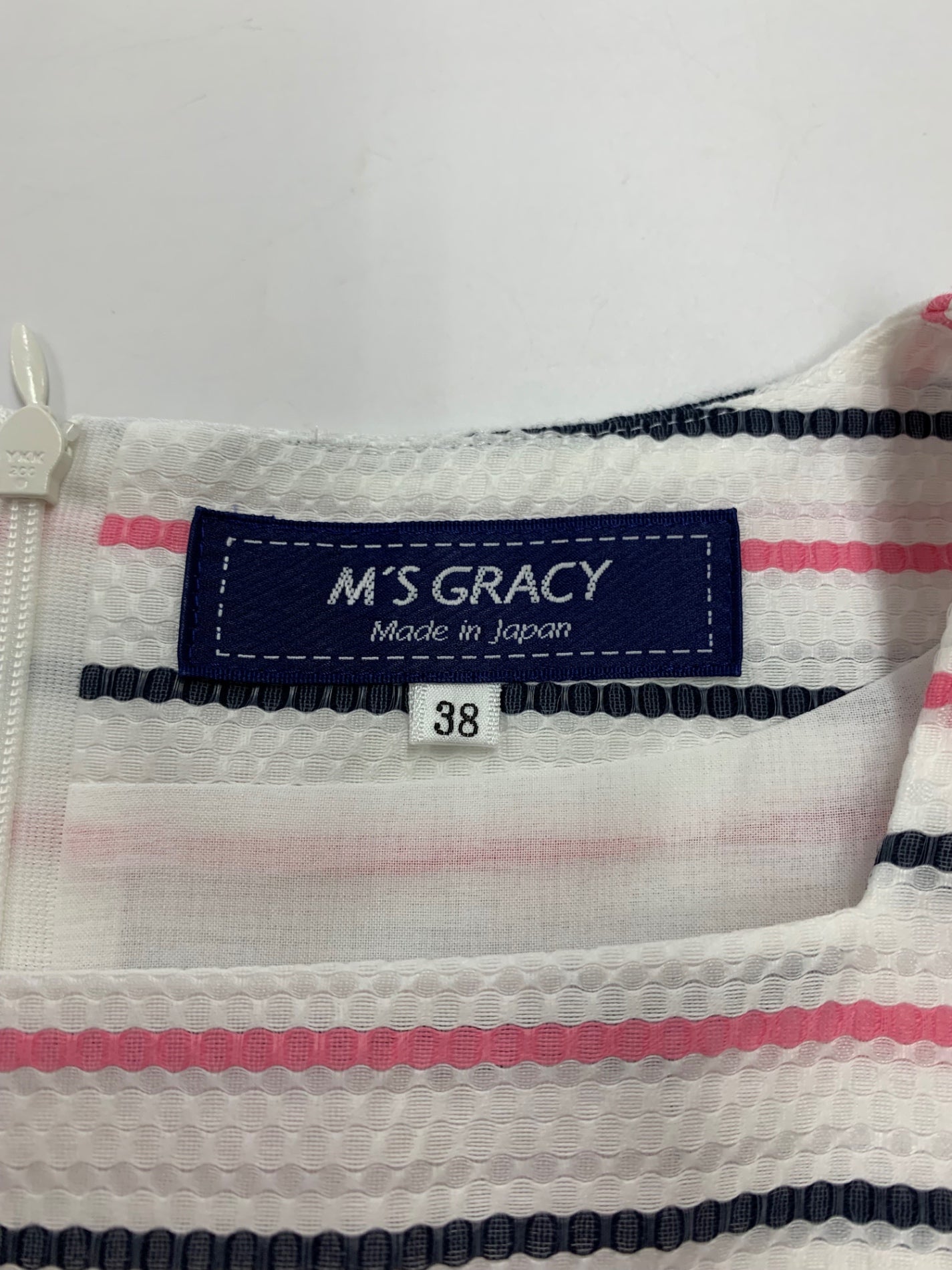 エムズグレイシー 配色ボーダーワンピース 411337 ワンピース 38 ホワイト リボン ITSVUS8U30RM