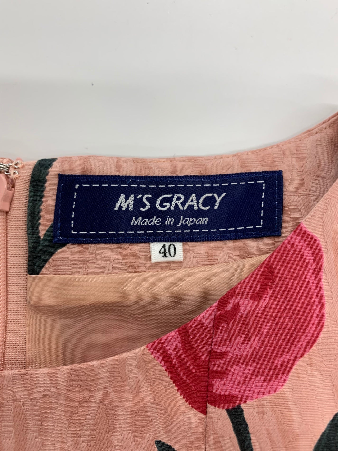 エムズグレイシー 011530 ワンピース 40 ピンク ローズモチーフ ウエストリボン ITKRJHI97V32