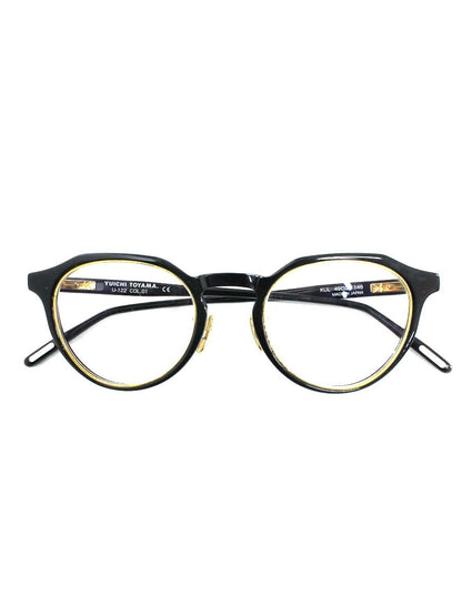 ユウイチトヤマ U-122 メガネ ブラック セルフレーム フルリム ラウンド IT9YU3ZKF4K8