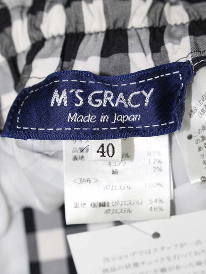エムズグレイシー 216307 パンツ 40 ブラック/ホワイト ギンガムチェック IT1BY7KABFI4