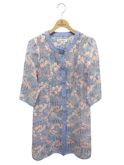 スーパービューティー ロングカーディガン 42 ブルー フラワーモチーフ レース ITW9WJV1JYDS