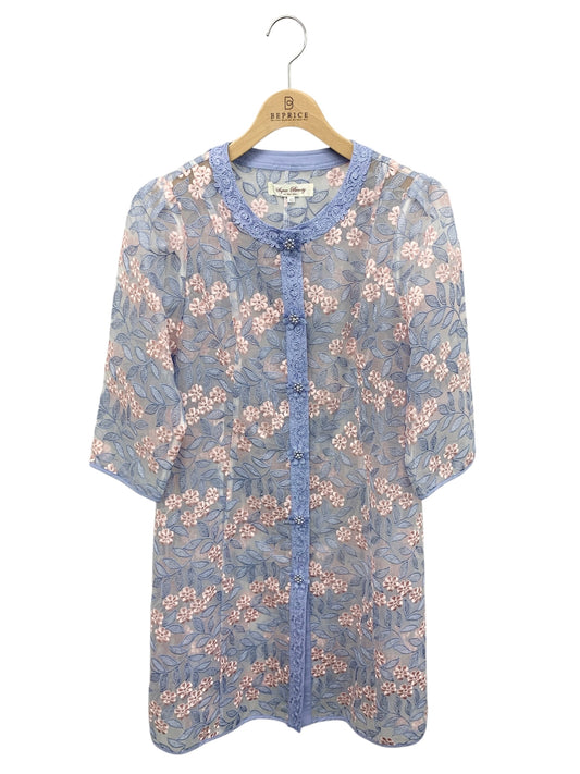 スーパービューティー ロングカーディガン 42 ブルー フラワーモチーフ レース ITW9WJV1JYDS