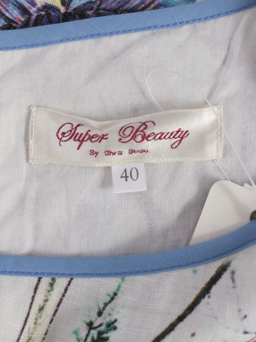 スーパービューティー ワンピース 40 ホワイト/マルチカラー キャンバス フラワープリント ITWY2JQKGB34