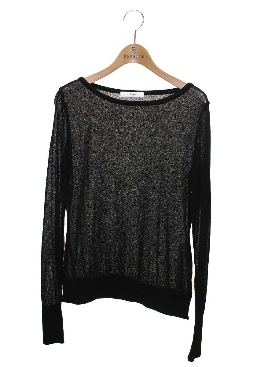 ルネ 6512380 ニット 36 ブラック シアー スタッズ IT0NV93N6PHC