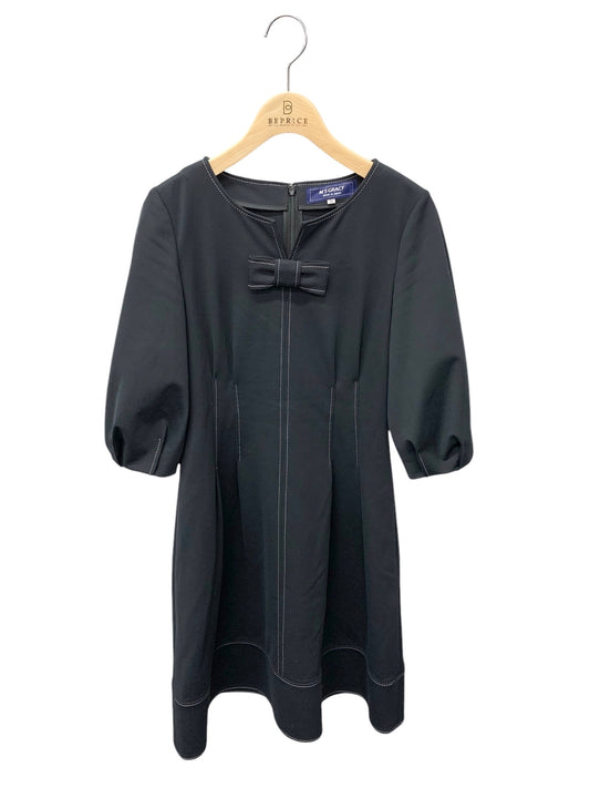 エムズグレイシー 011124 ワンピース 36 ネイビー リボン ステッチ IT0PVQNFH5IK