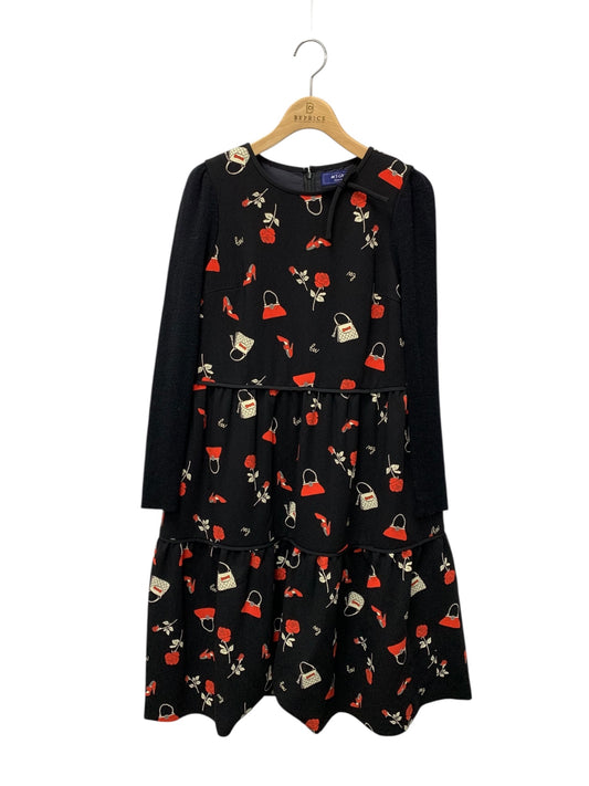 エムズグレイシー 111704 ワンピース 38 ブラック リボン アイコンモチーフ IT6I5H4SP72G