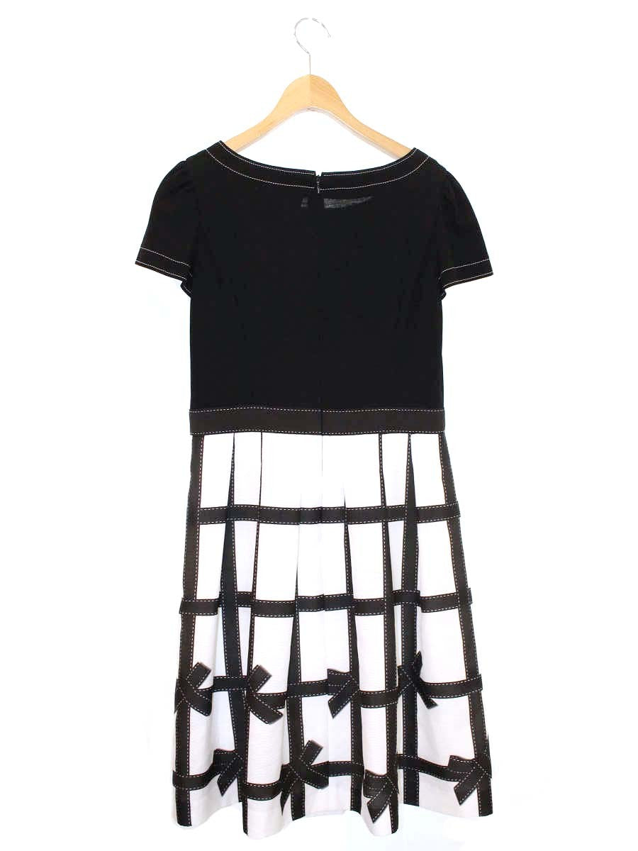 エムズグレイシー Ribbon Check Dress 811317 ワンピース 40 ブラック ITZMBQAQZRPY