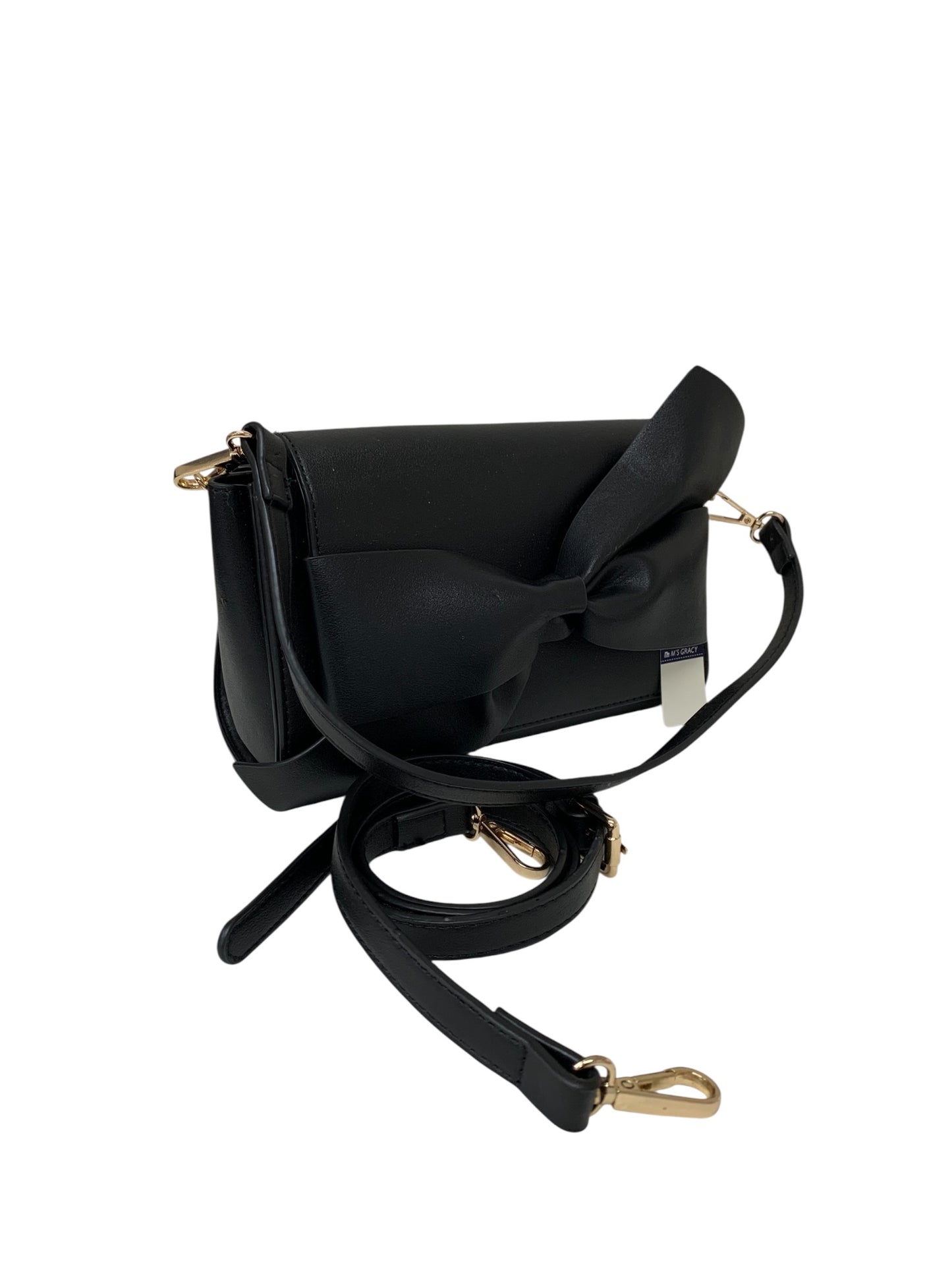 エムズグレイシー 774526 ショルダーバッグ ブラック リボン フェイクレザー ITNKJ66DYPES