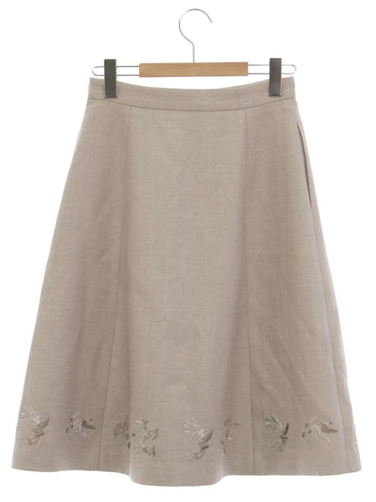 フォクシー 41774 スカート 38 グレージュ フラワー刺繡 ビジュー ITCJR3WFKOO2