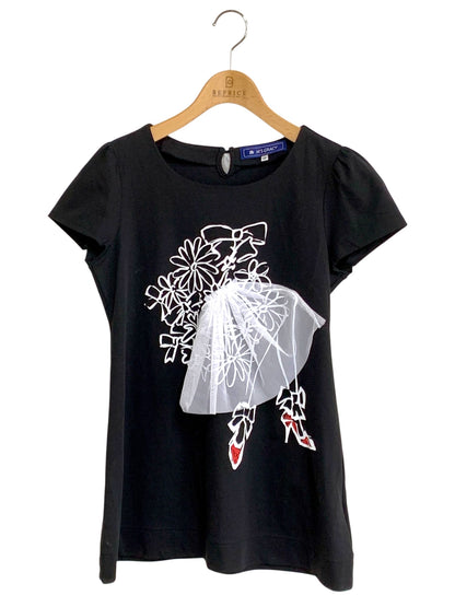 エムズグレイシー 625335 Tシャツ カットソー 38 ブラック フラワーモチーフ レース IT7XPB918LZG
