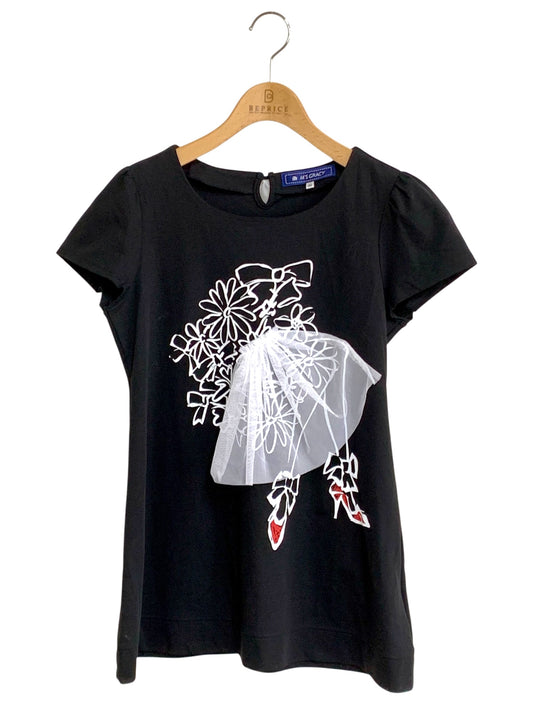 エムズグレイシー 625335 Tシャツ カットソー 38 ブラック フラワーモチーフ レース IT7XPB918LZG