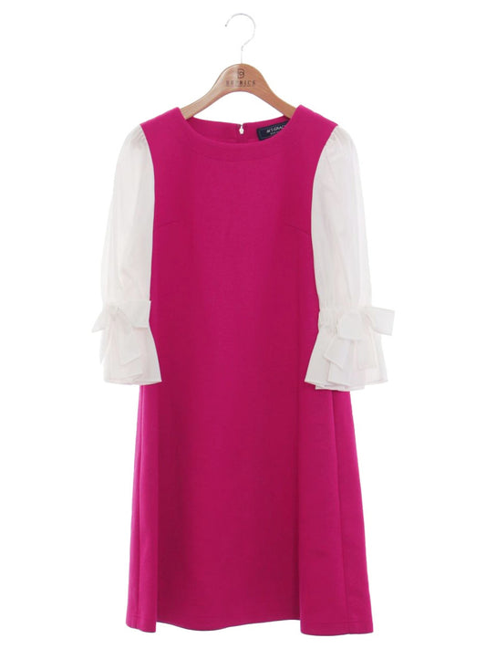 エムズグレイシー 911314 ワンピース 36 ピンク 袖リボン 異素材 ITCHM8LXA1PO