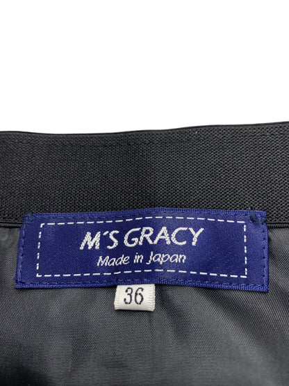 エムズグレイシー カメリアジャガードフレアー 317507 スカート 36 ブラック キルティング ITB4PUBSQJ60