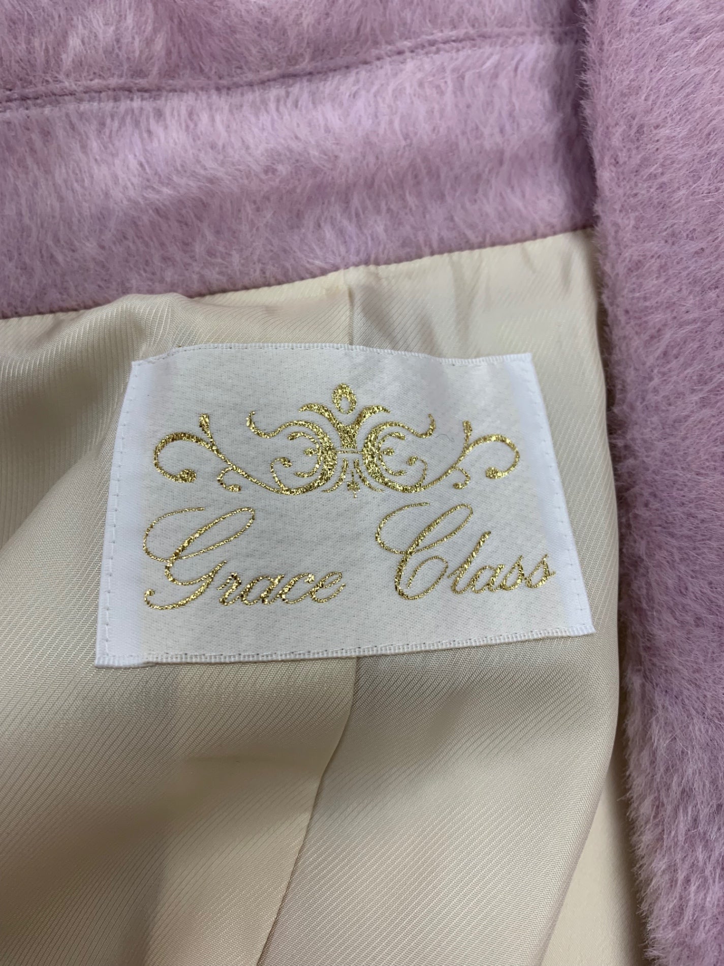 グレースクラス 2846 1015-0 コート 34 ピンク アルパカ シャギー ガウン Agnona ITXFG8VAS11A