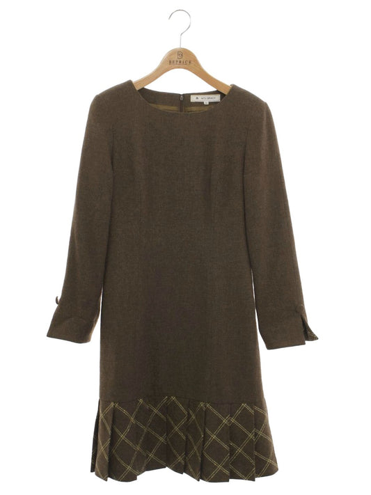 エムズグレイシー 11715 ワンピース 38 ブラウン ウール ステッチ ITKI144M8AX0