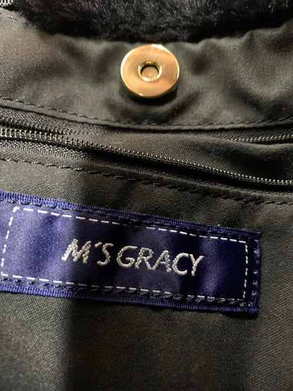 エムズグレイシー 394510 ハンドバッグ ブラック エコファー リボンハンドル ラインストーン ITTY7A7UZ2WM