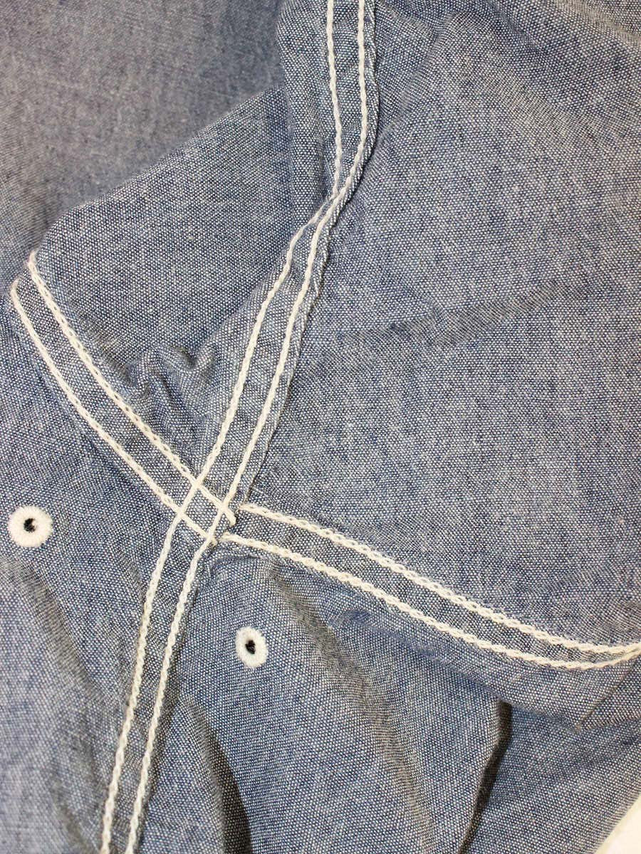 アンドワンダー ストレッチシャンブレー半袖シャツ 574-1183104 3 ブルー 21SS ITC6LU4I78NY