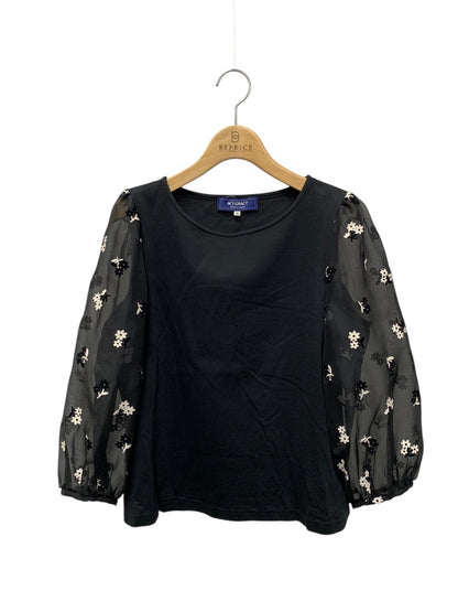 エムズグレイシー 515301 カットソー 40 ブラック フラワーモチーフ パフスリーブ ITM8PL15VTJQ
