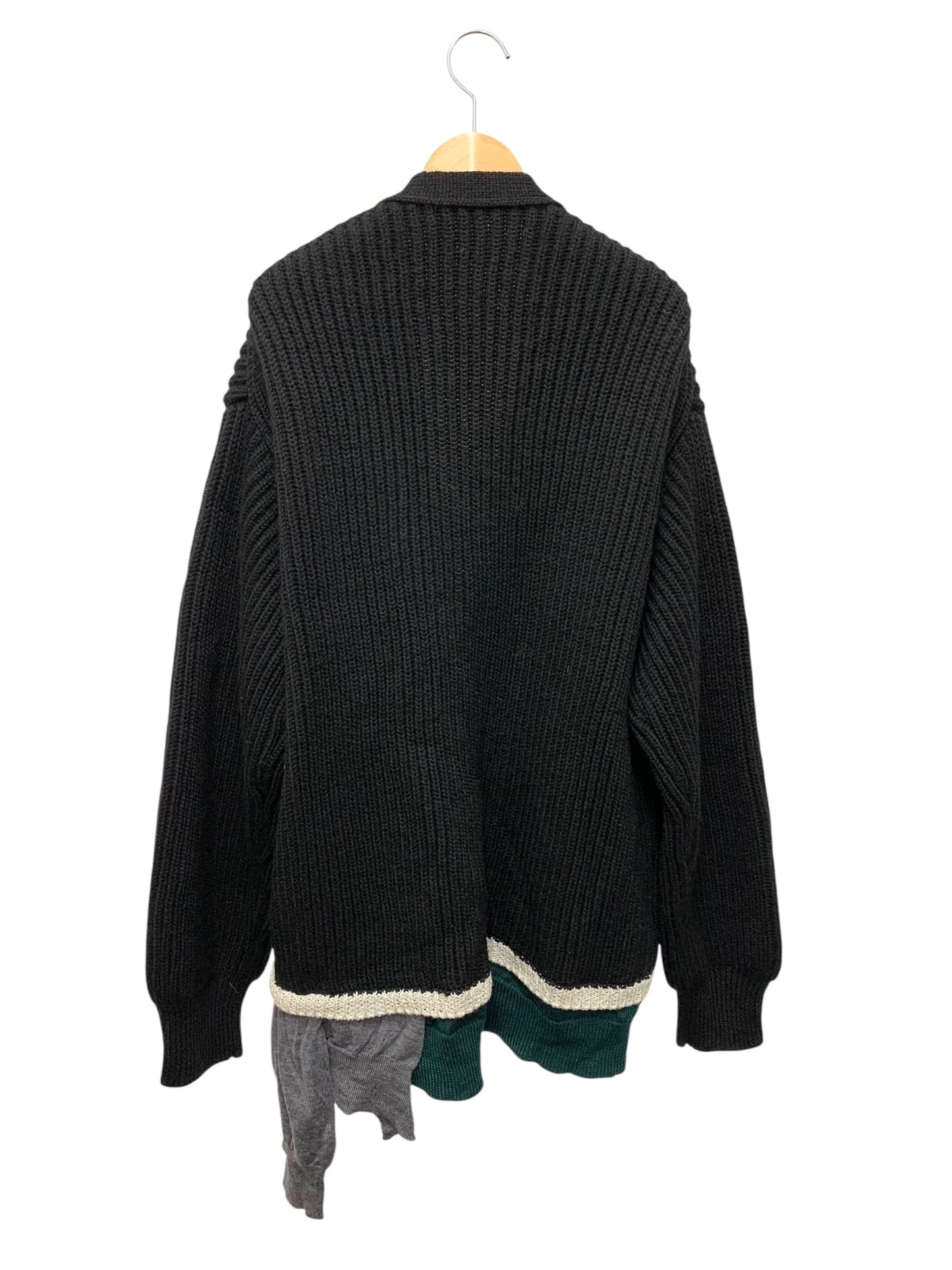 カラー ボリュームウール両畦 22WGM-N07304 ドッキングカーディガン 1 ブラック 22aw IT1LLVVPILXC 【SALE】