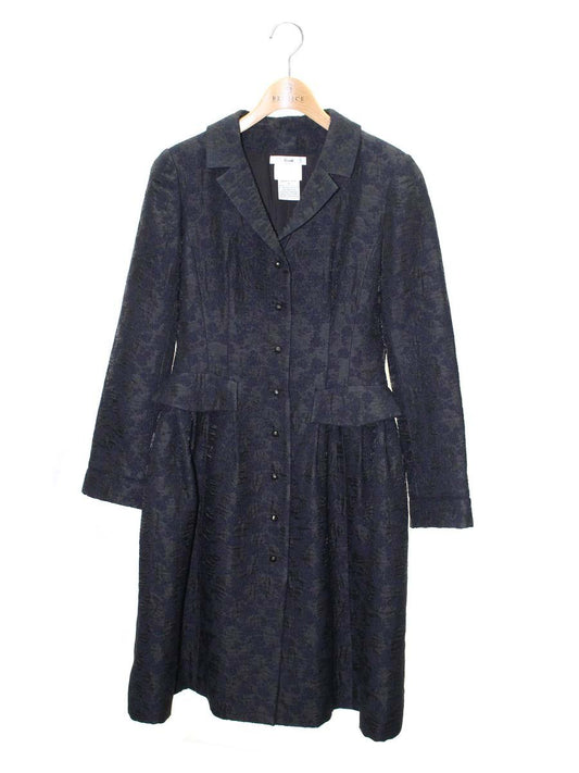 ルネ 6946080 ワンピースコート 36 ブラック/ネイビー フリル IT0DU27SWGTR