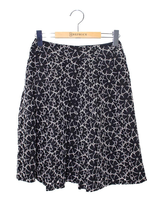 ルネ 6424420 スカート 34 ブラック カットワーク フラワーモチーフ IT1MO0E2L46Y