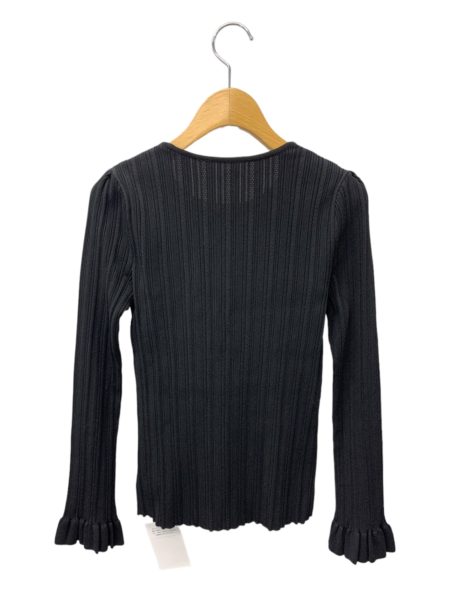 フォクシーブティック Knit Tops 41240 ニット 38 ブラック リブ フリル ITHWNQQM1IVQ