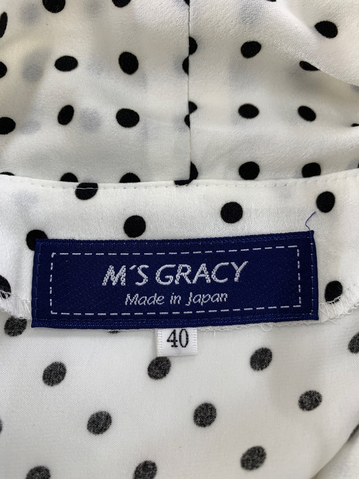 エムズグレイシー 810504 ブラウス 40 ホワイト ドット 水玉 パールボタン ITNFK39Y4J1C