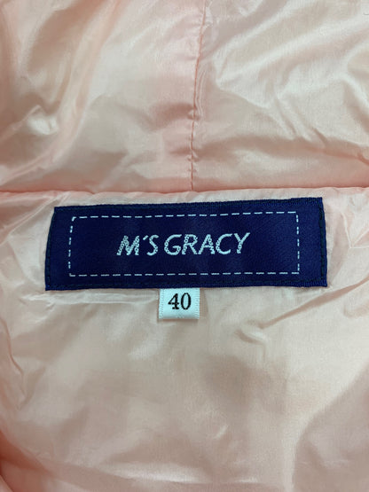 エムズグレイシー 119501 ダウンコート 40 ピンク グログラン フリル  フード ポケッタブル ITFNOVLKLT1Z