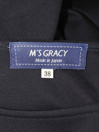 エムズグレイシー 725324 Tシャツ カットソー 38 ネイビー フラワーモチーフ スパンコール ITNVZHB1BA3W