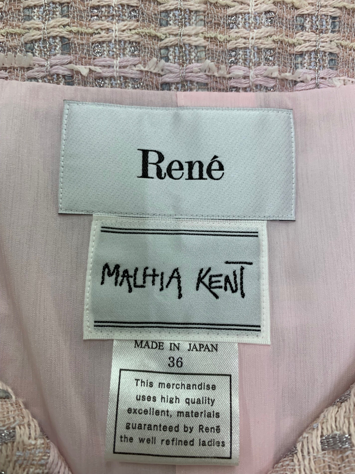 ルネ 6013320 ジャケット 36 ピンク MALHIA KENT ツイード パール IT5B2N751JVW