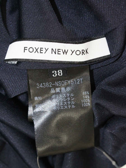 フォクシーニューヨーク スクエアチェック 34382 ワンピース 38 ネイビー IT5APJE87M19