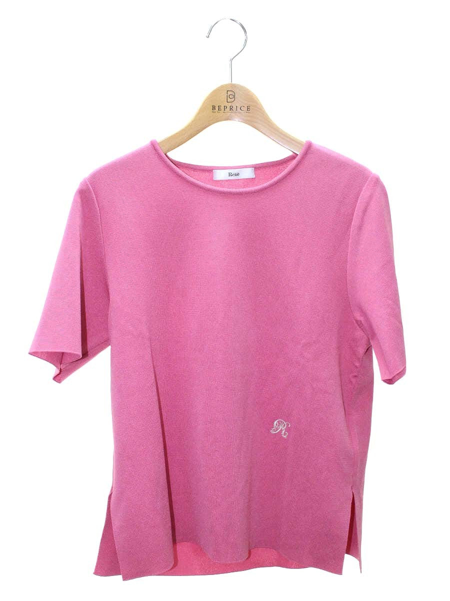 ルネ 6212360 トップス 38 ピンク ロゴ刺繍 ニット ITHND16JTF60