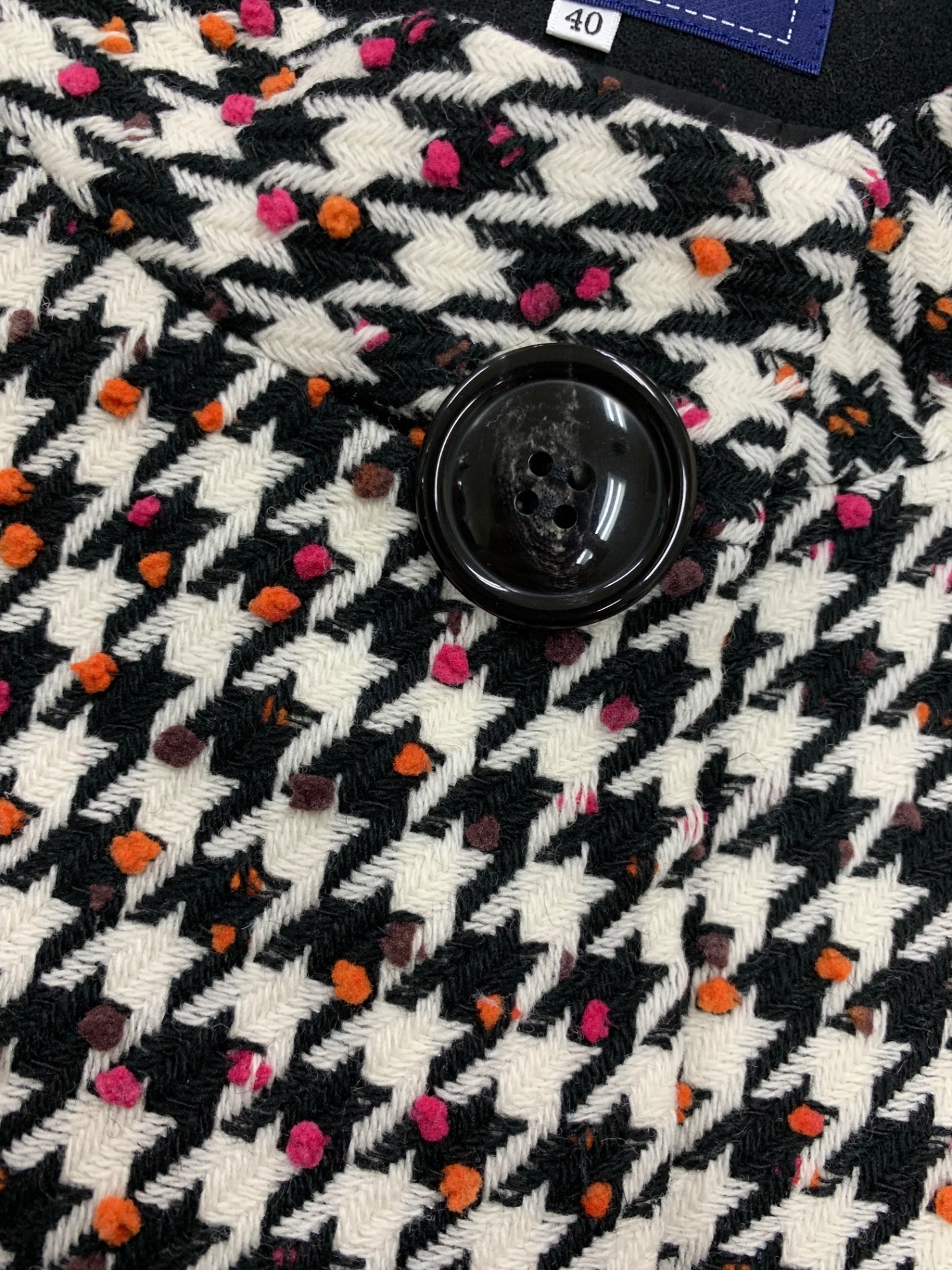 エムズグレイシー 219615 ジャケット 40 ホワイト 千鳥格子柄 リボン ITBB06IN6379