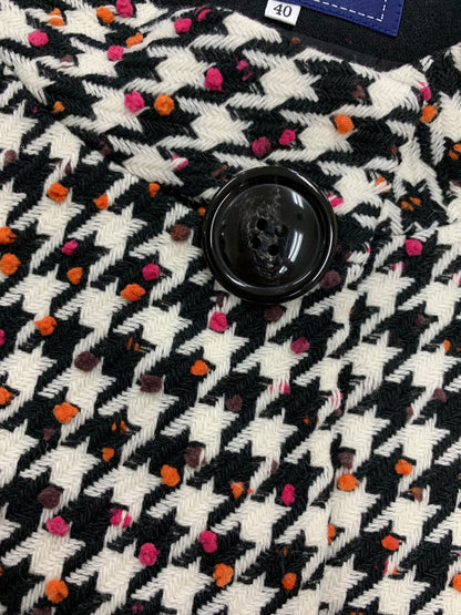 エムズグレイシー 219615 ジャケット 40 ホワイト 千鳥格子柄 リボン ITBB06IN6379