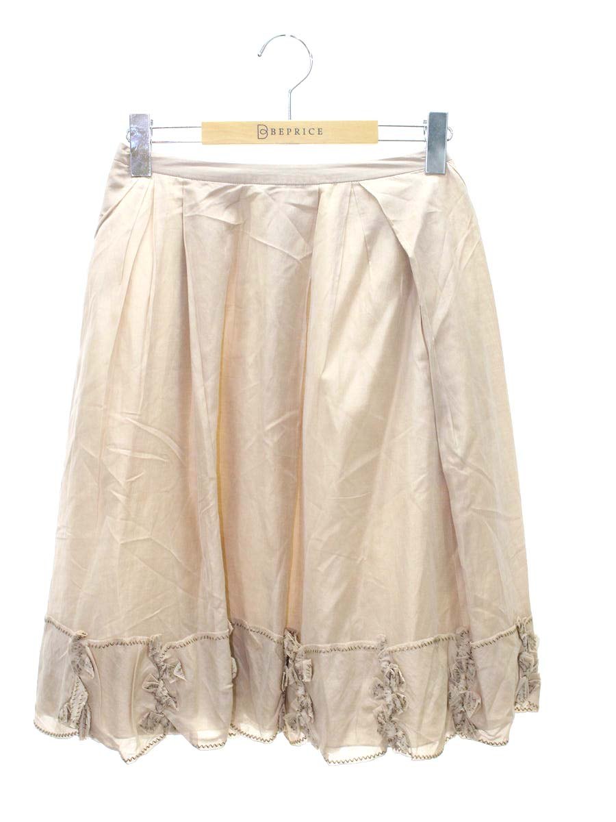フォクシーブティック 25149 スカート 38 ベージュ シルクコットン ITNMKAUW7CZG