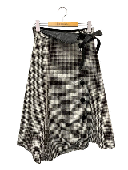 エムズグレイシー Asymmetry Skirt 917709 スカート 38 ブラック 千鳥柄 フロントボタン ITDQPVFD6REG